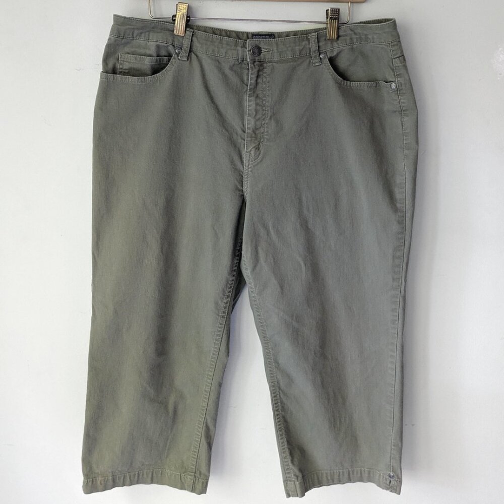 High Waist Olive Green Cropped Straight leg Jeans Chico's